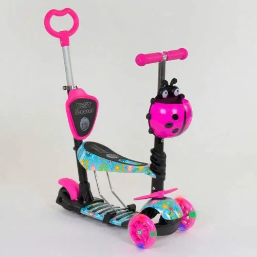 Самокат 5в1 Best Scooter для детей с сиденьем и ручкой родительского контроля.