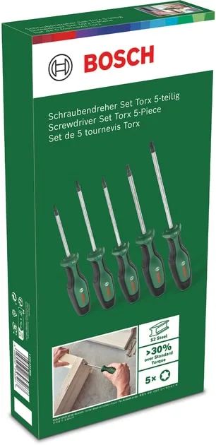 Викрутки Bosch Torx T10 T15 T20 T25 T30 набір 5 шт ручний інструмент для ремонту зірочки викрутки