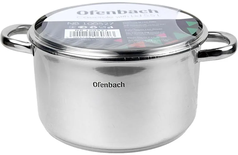 Каструля Ofenbach нержавіюча сталь 5,5 л зі скляною кришкою