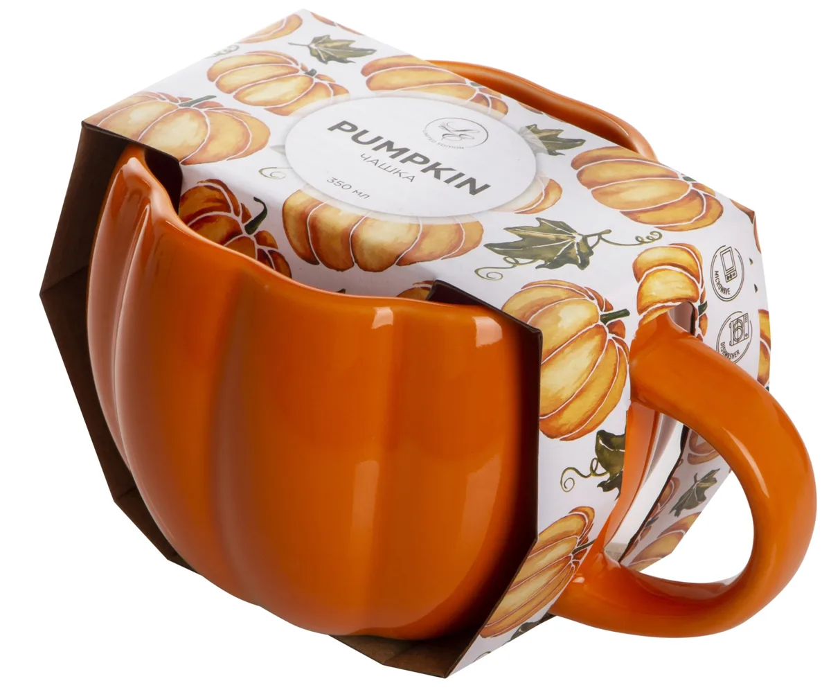 Чашка Pumpkin порцелянова 350 мл жовта оранжева золота