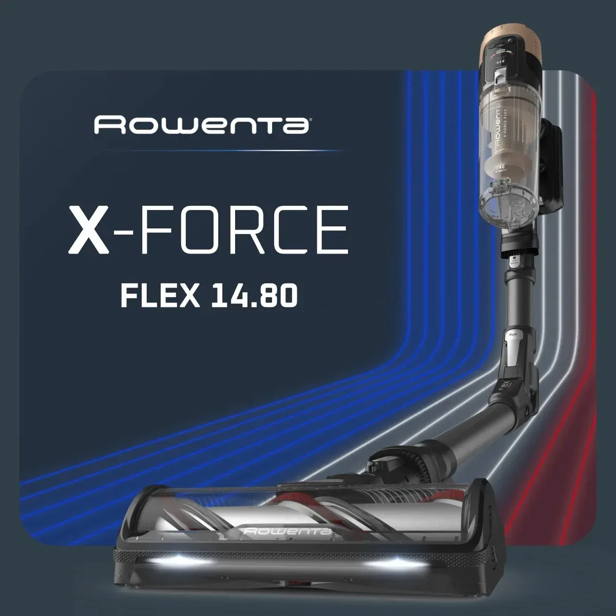 Безпровідний пилосос Rowenta X-Force Flex 14.80 Auto Animal, 240 Вт, контейнер 0.65 л, автономна робота до 90 хв, HE.