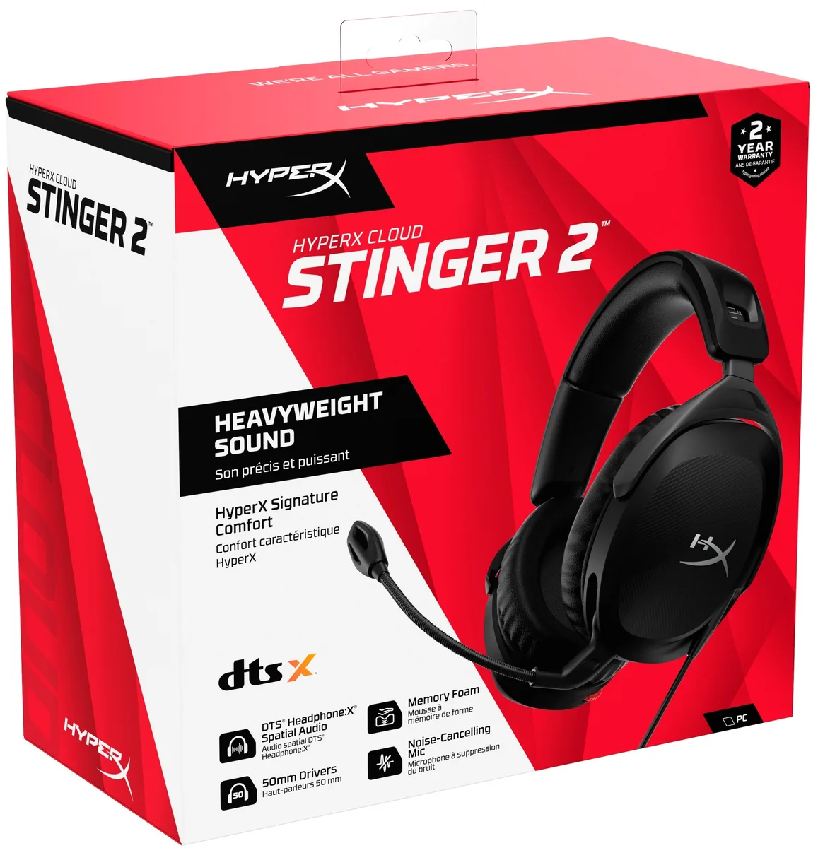 Гарнітура ігрова HyperX Cloud Stinger 2, mini-jack/dual 3.5мм, 2м/0.15м, чорний