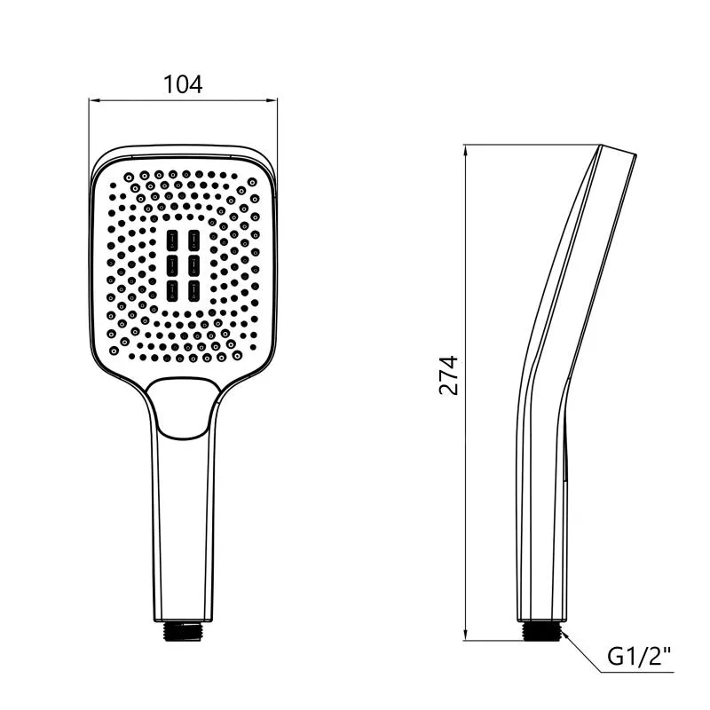 Лійка для душу Qtap Rucni 140х110 мм хромована ABS пластик
