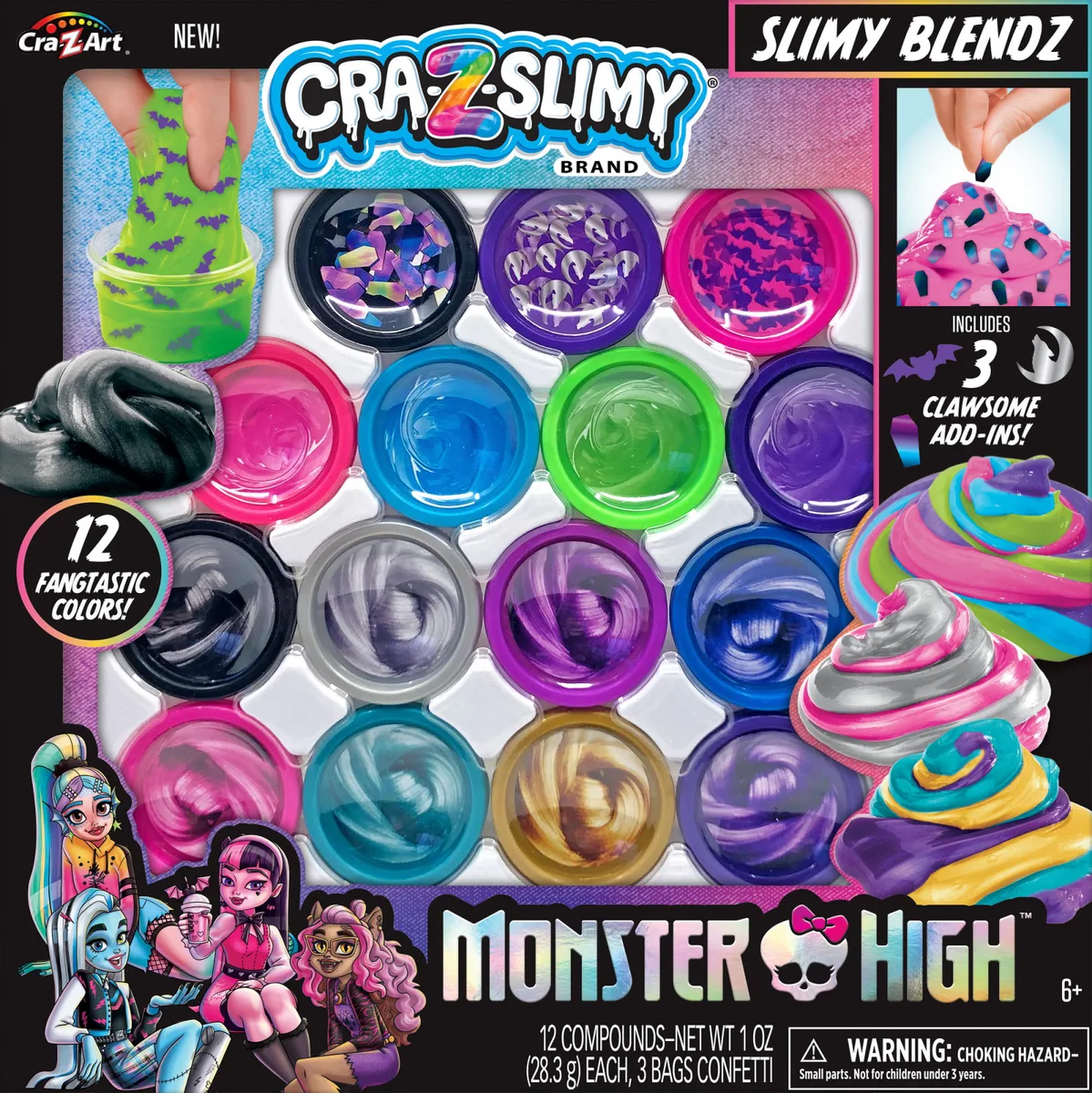 Слайм Cra-Z-Art полівініл PVA 12 шт кольоровий набір Monster High