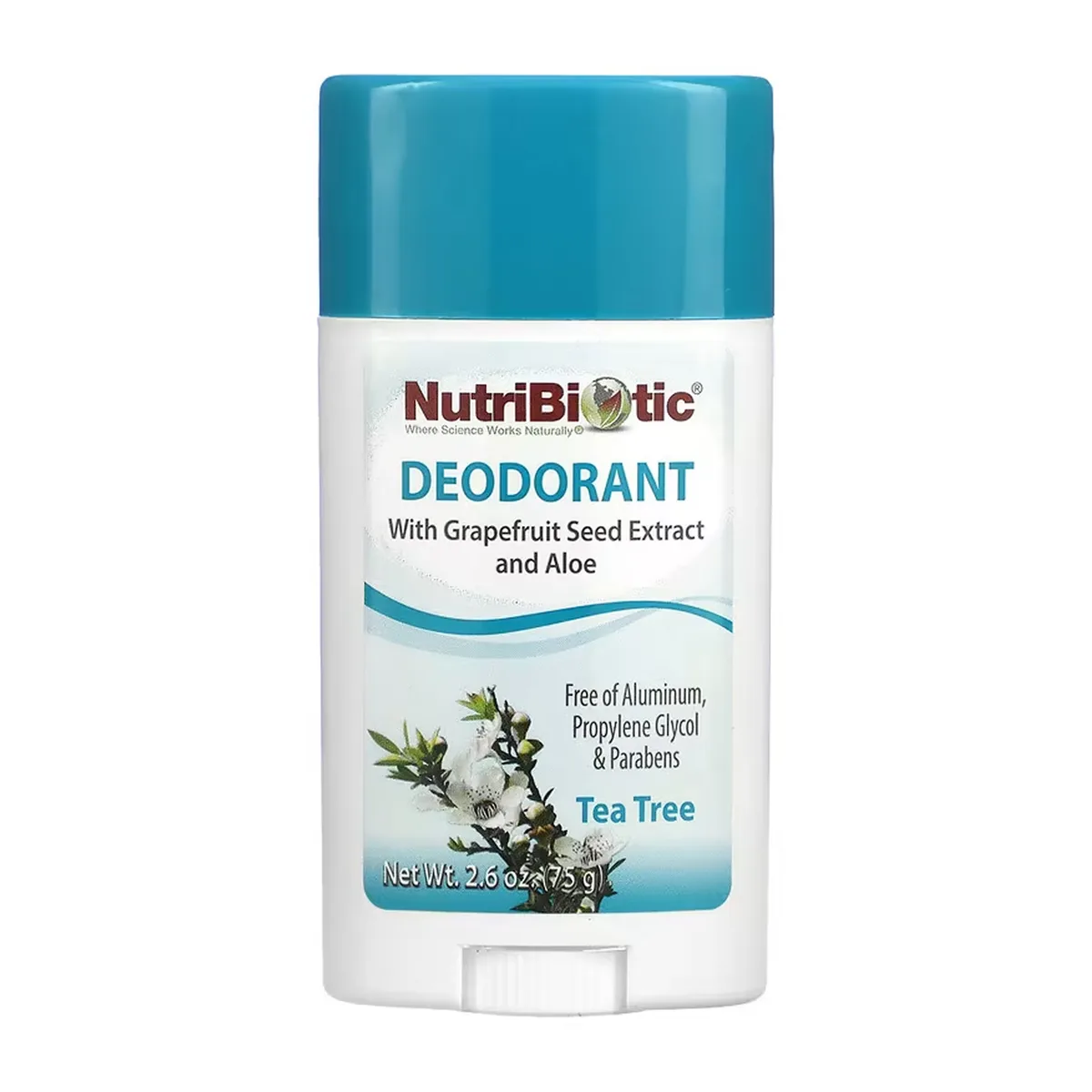 Дезодорант Nutribiotic веганський з екстрактом чайного дерева 75 г без алюмінію