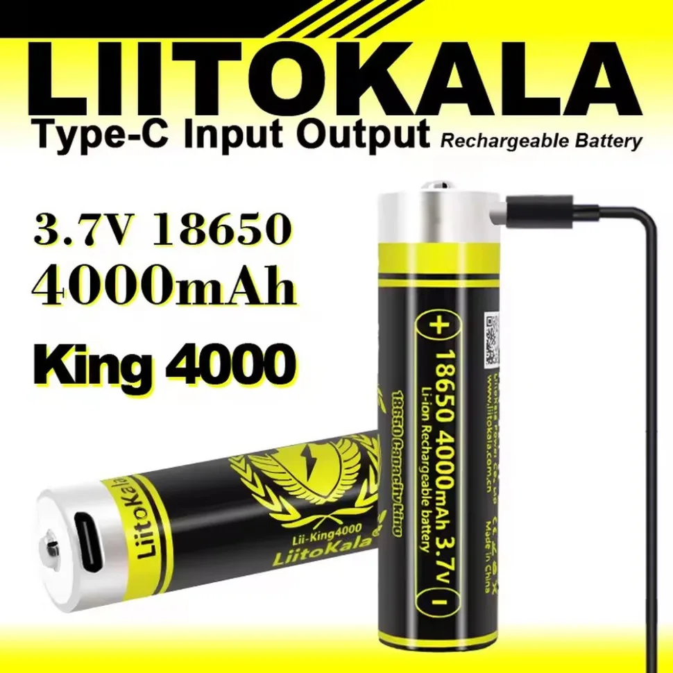 Акумулятор LiitoKala 18650 Li-ion 4000 мАг USB-C 18,6х72 мм