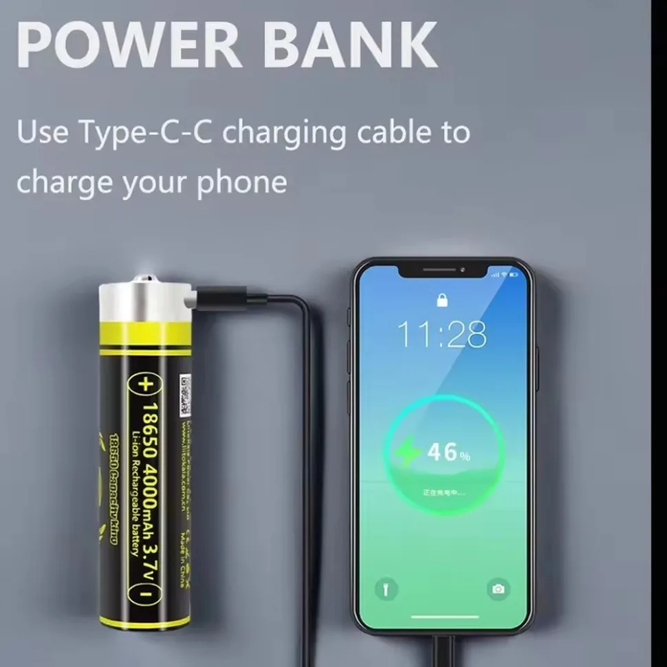 Акумулятор LiitoKala 18650 Li-ion 4000 мАг USB-C 18,6х72 мм