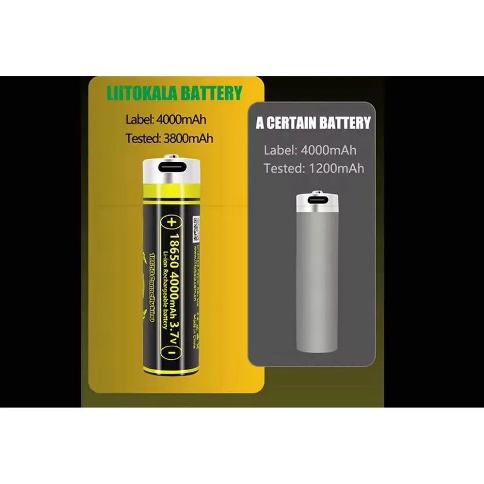 Акумулятор LiitoKala 18650 Li-ion 4000 мАг USB-C 18,6х72 мм