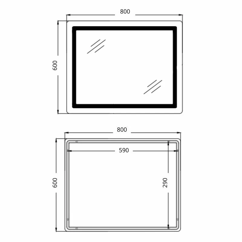 Дзеркало з LED-підсвічуванням Touch антизапотівання Qtap CA2 800х600 мм алюміній/пластик