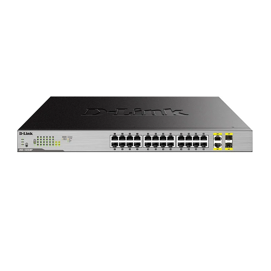 Коммутатор D-Link DGS-1026MP 24x1GE с PoE, 2xSFP/GE, 370W
