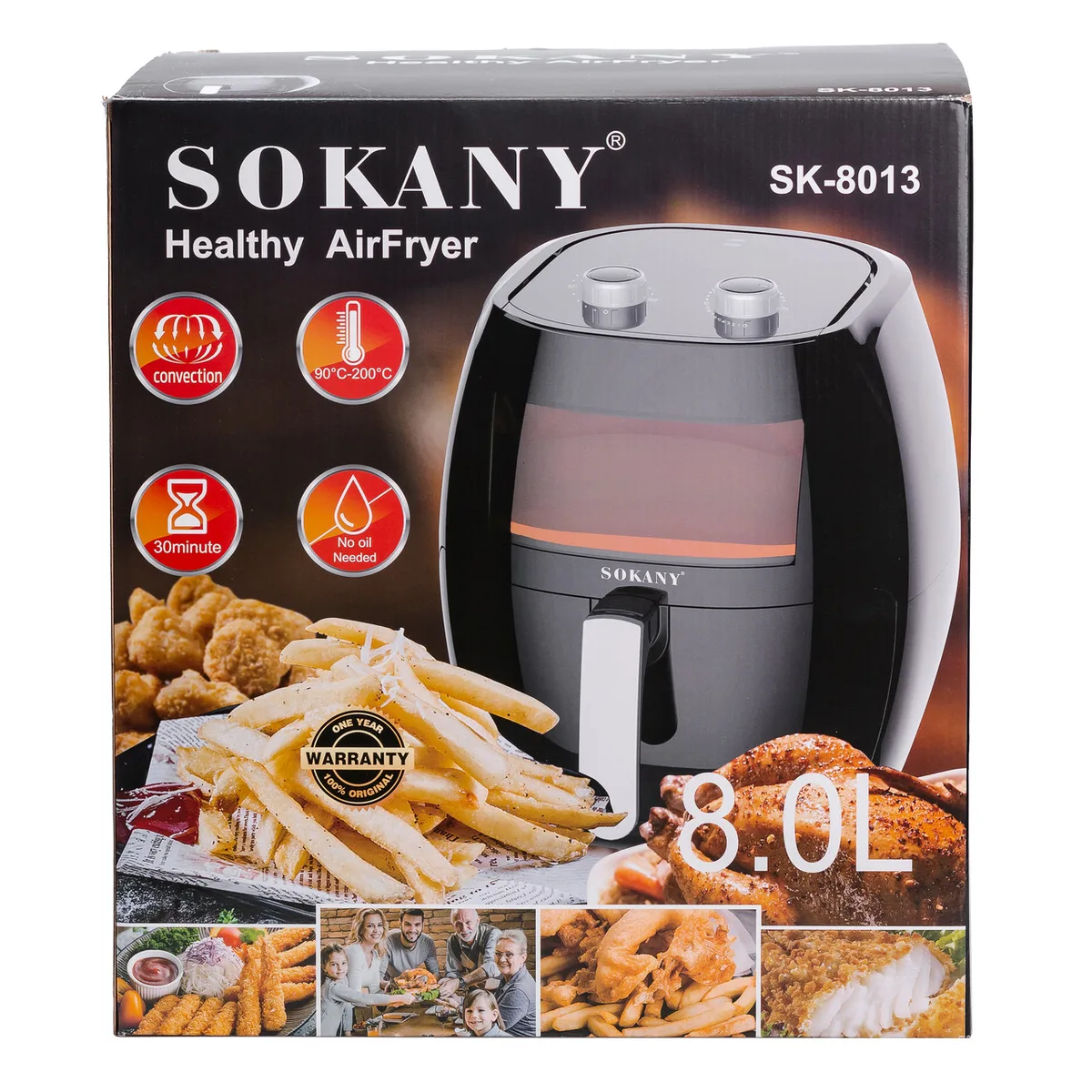 Аэрогриль Sokany SK-8013 8 л 1800 Вт черный