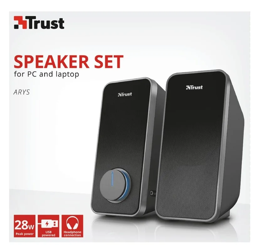 Акустическая система Trust Arys 2.0, 14Вт, USB/AUX, черный