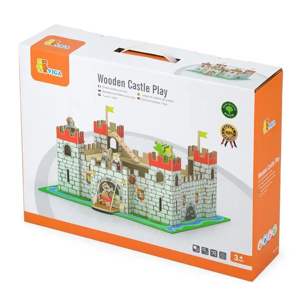 Дерев'яний іграшковий замок Viga Toys 45х34х11 см різнокольоровий