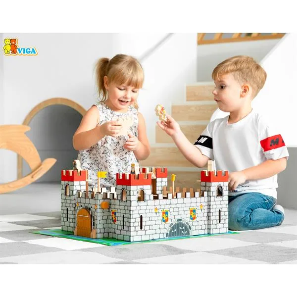 Дерев'яний іграшковий замок Viga Toys 45х34х11 см різнокольоровий