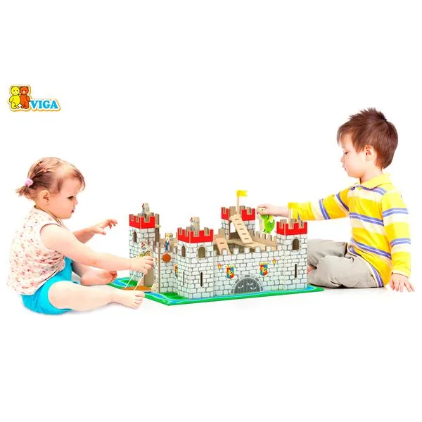 Дерев'яний іграшковий замок Viga Toys 45х34х11 см різнокольоровий