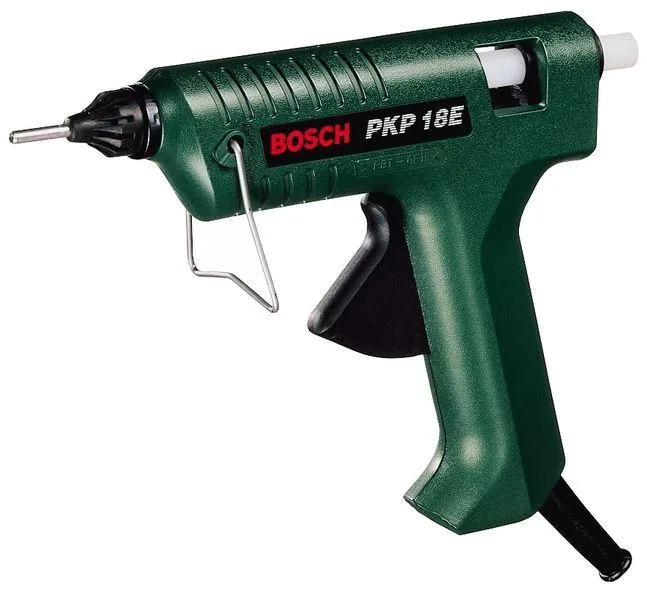 Клейовий пістолет Bosch PKP 18 E, 200 Вт, діаметр стрижнів 11 мм, температура 200°, вага 0.35 кг, швидкість подачі 20 г/хв.