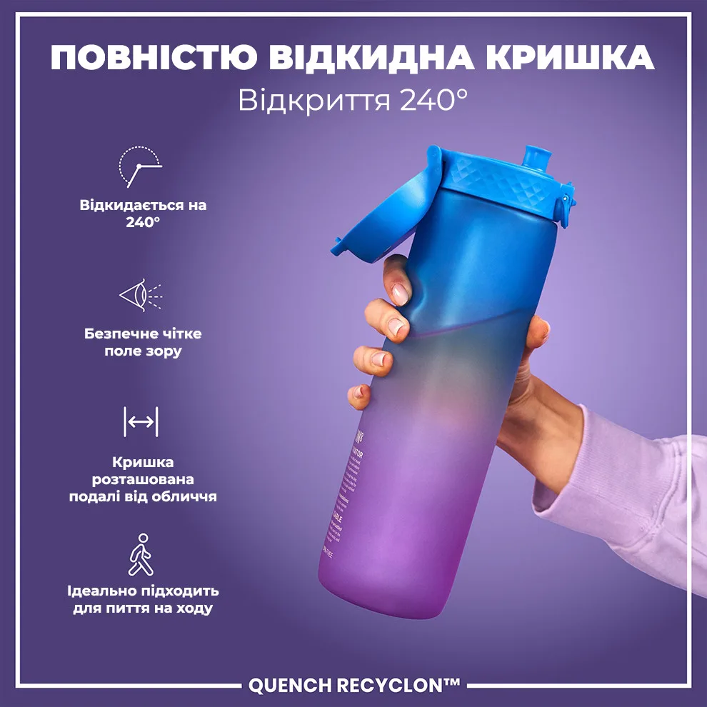 Пляшка для води ION8 Recyclon 1000 мл Блакитна Без BPA
