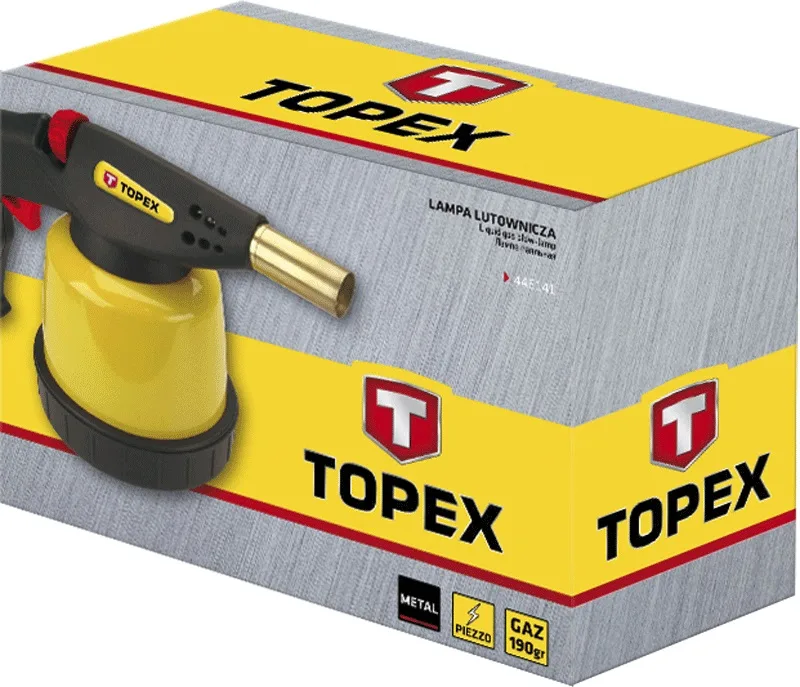 Газова паяльна лампа TOPEX 1350°C 1.9кВт з пapos;єзозапалюванням і регулюванням полумapos;я.