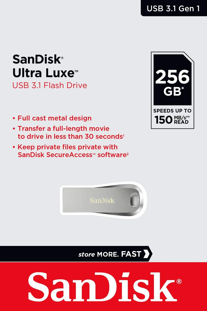 Накопичувач SanDisk  256GB USB 3.1 Type-A Ultra Luxe Срібний