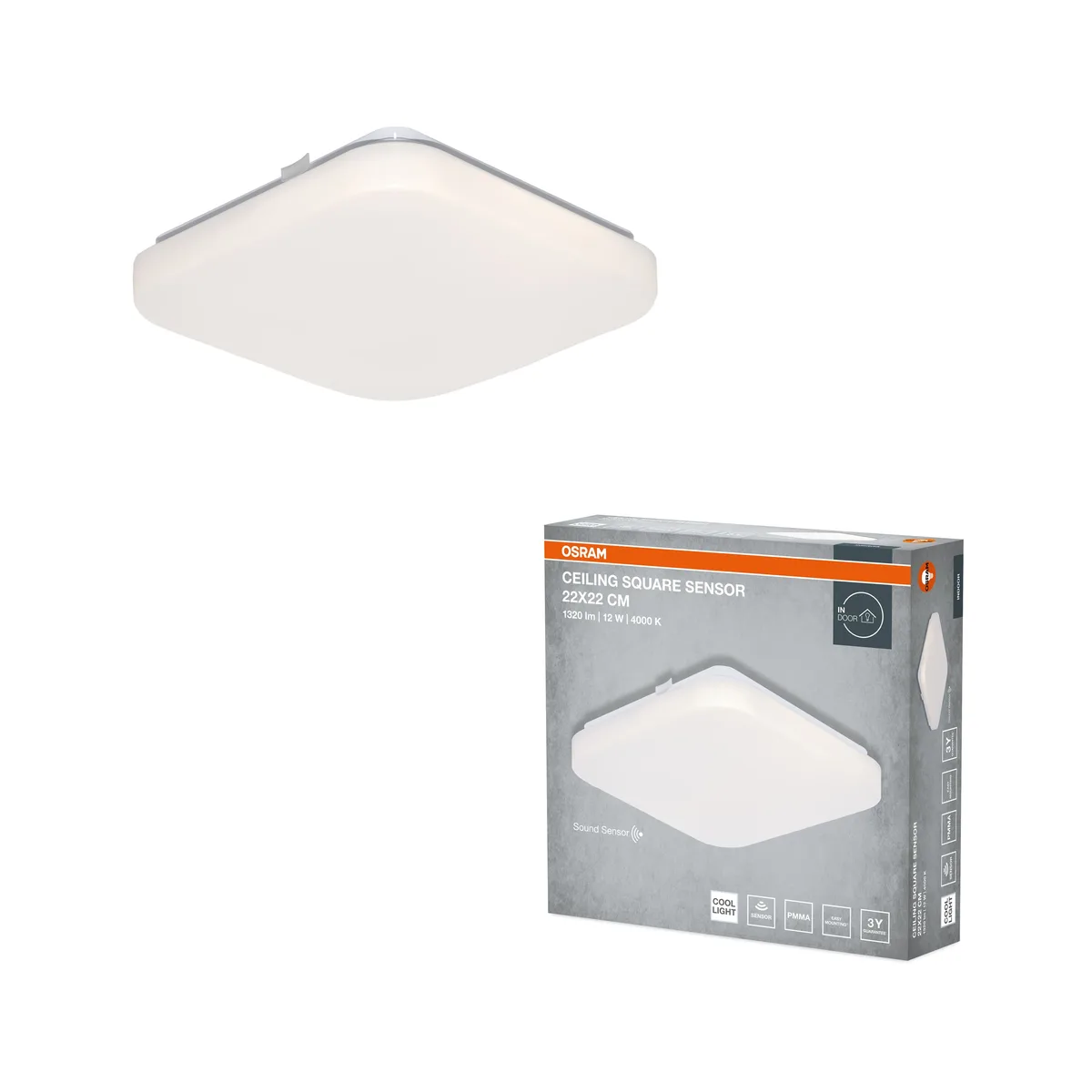Светильник OSRAM LED накладной 12Вт 220х220 мм нейтральный 4000K
