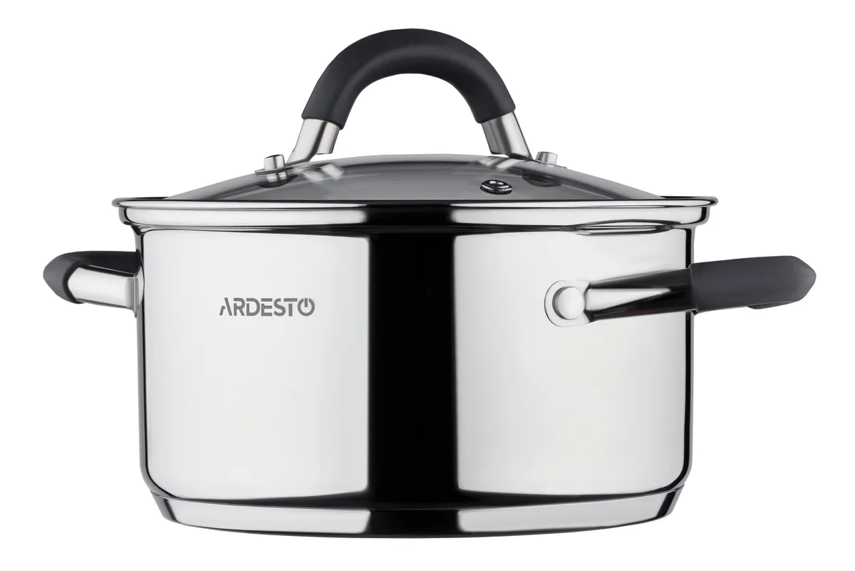 Каструля з прозорою кришкою ARDESTO Gemini Salerno, 1.2л, з нержавіючої сталі та силікону.