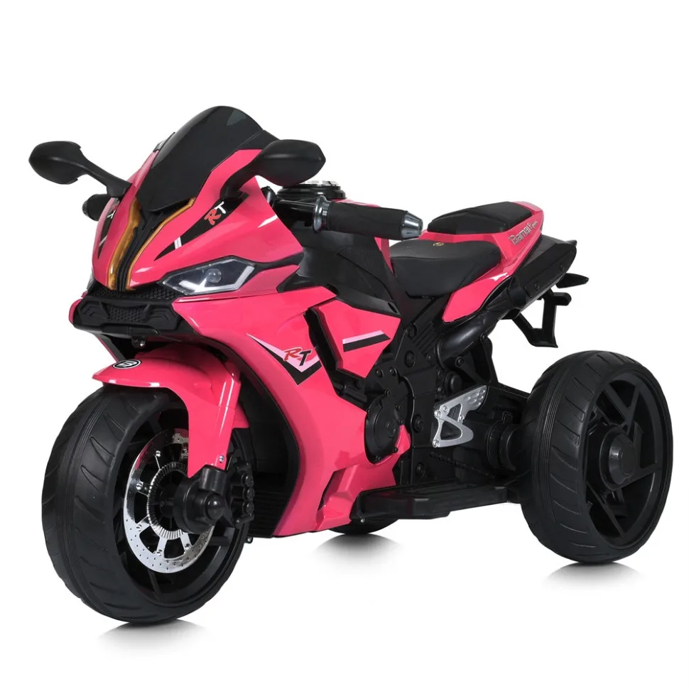 Дитячий електромобіль мотоцикл Bambi Racer екокожа 105 см чорний