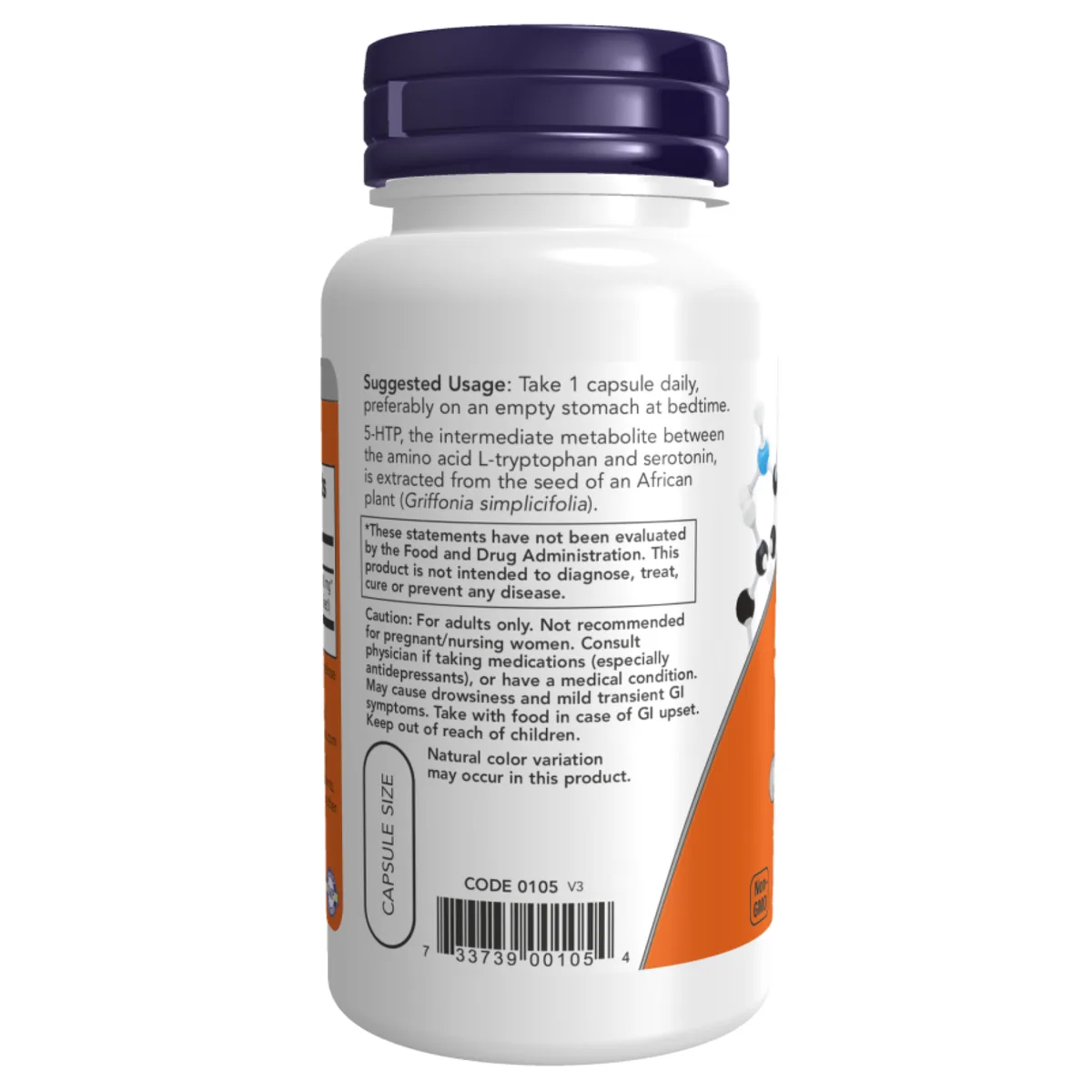 5-HTP 100 мг капсули 60 шт Now Foods для підтримки настрою та сну