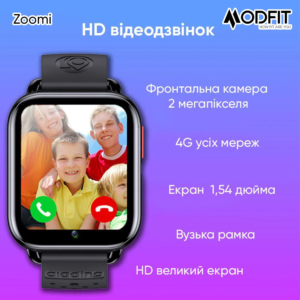 Умные детские часы Modfit полимерные 48 г 25 см Розовые