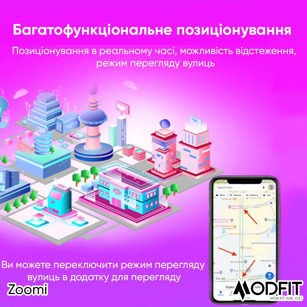 Умные детские часы Modfit полимерные 48 г 25 см Розовые