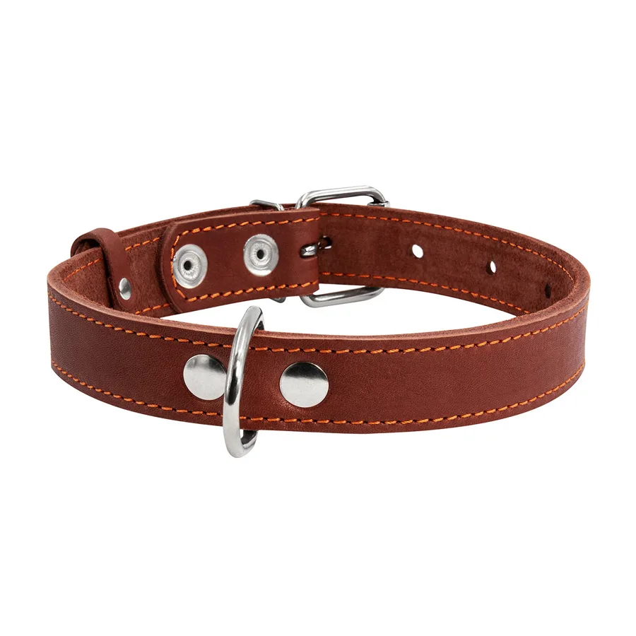 Ошейник одинарный CoLLaR 35 мм кожаный 48-63 см коричневый