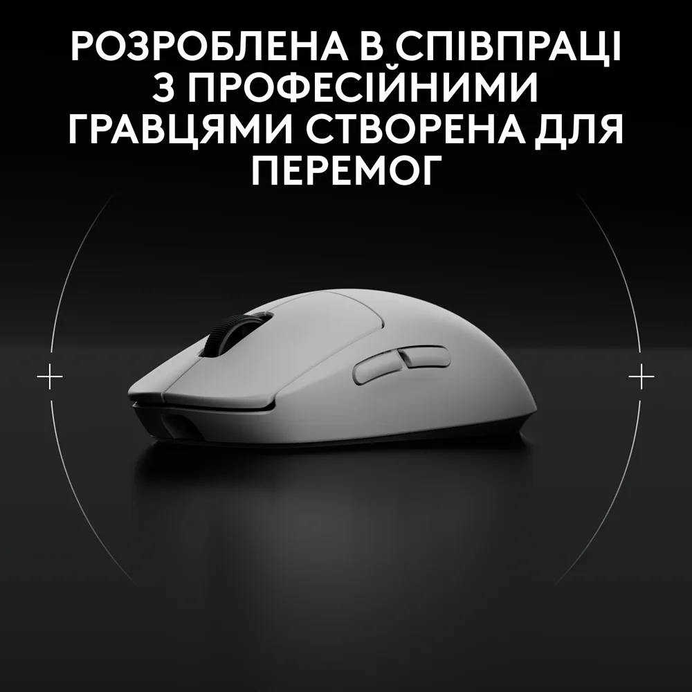 Миша Logitech G PRO 2 Wireless Оптична середня біла 63,5х125х40 мм