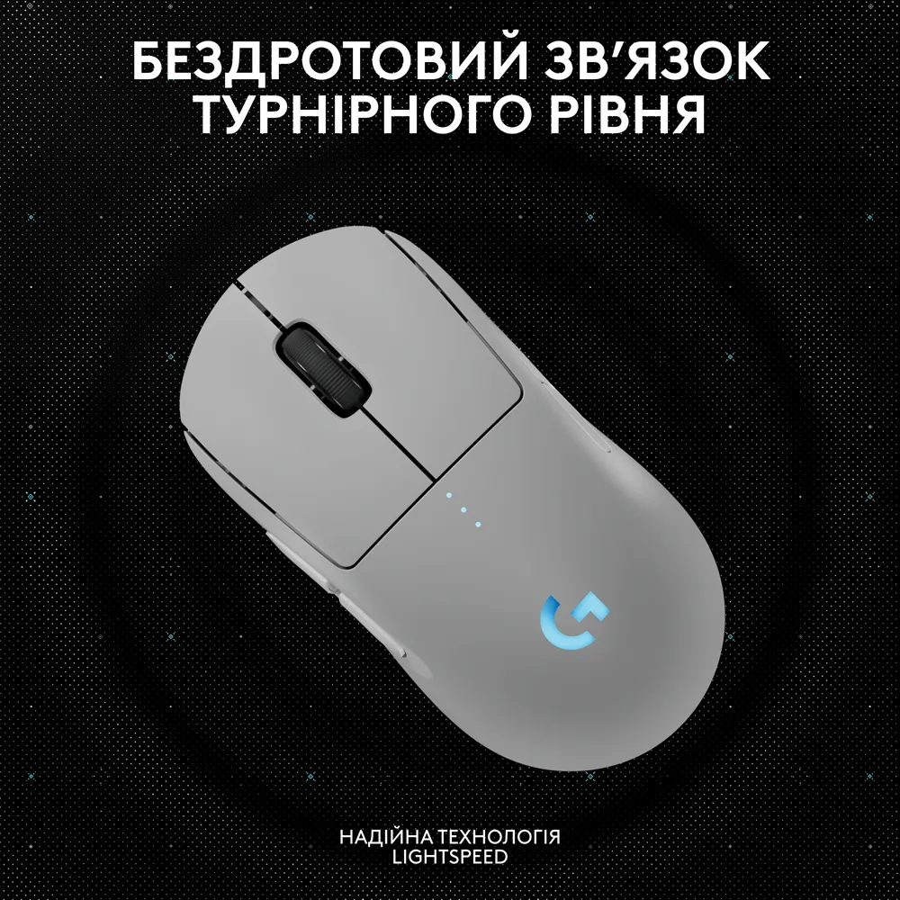 Миша Logitech G PRO 2 Wireless Оптична середня біла 63,5х125х40 мм