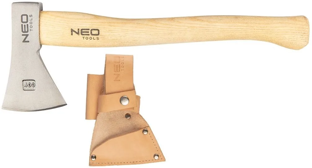 Сокира універсальна Neo Tools Bushcraft руків'я ясень 34.5см 400г шкіряний чохол