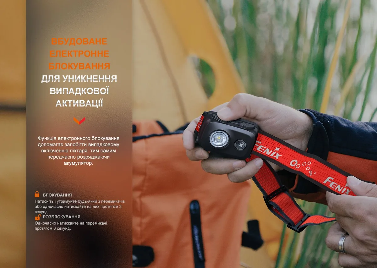 Налобний ліхтар Fenix полікарбонат 130х103х39 мм світло-зелений