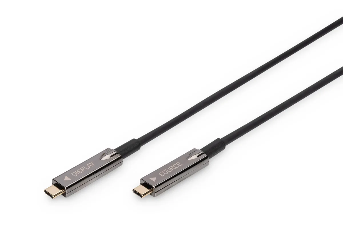 Кабель DIGITUS USB-C UHD 4K, AOC hybrid-fiber, type C M/M, 10м, чорний