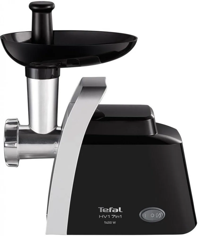 М'ясорубка Tefal 1400Вт пластик 1.7кг/хв чорна 7в1 з насадками для ковбас томатів терки