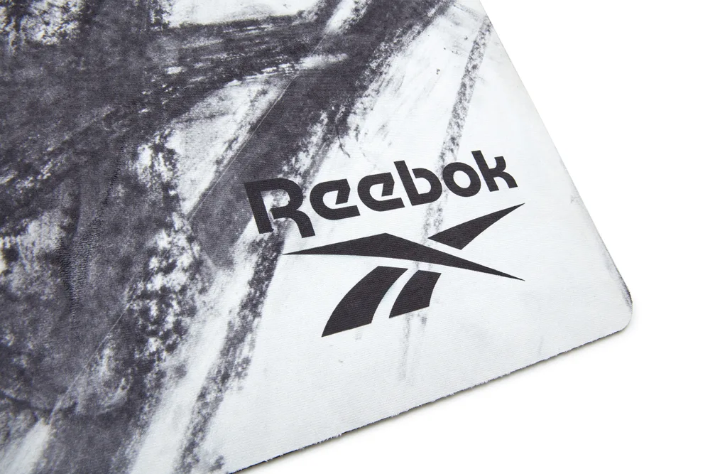 Килимок для йоги Reebok натуральний каучук 183х61 см білий сірий мрамор