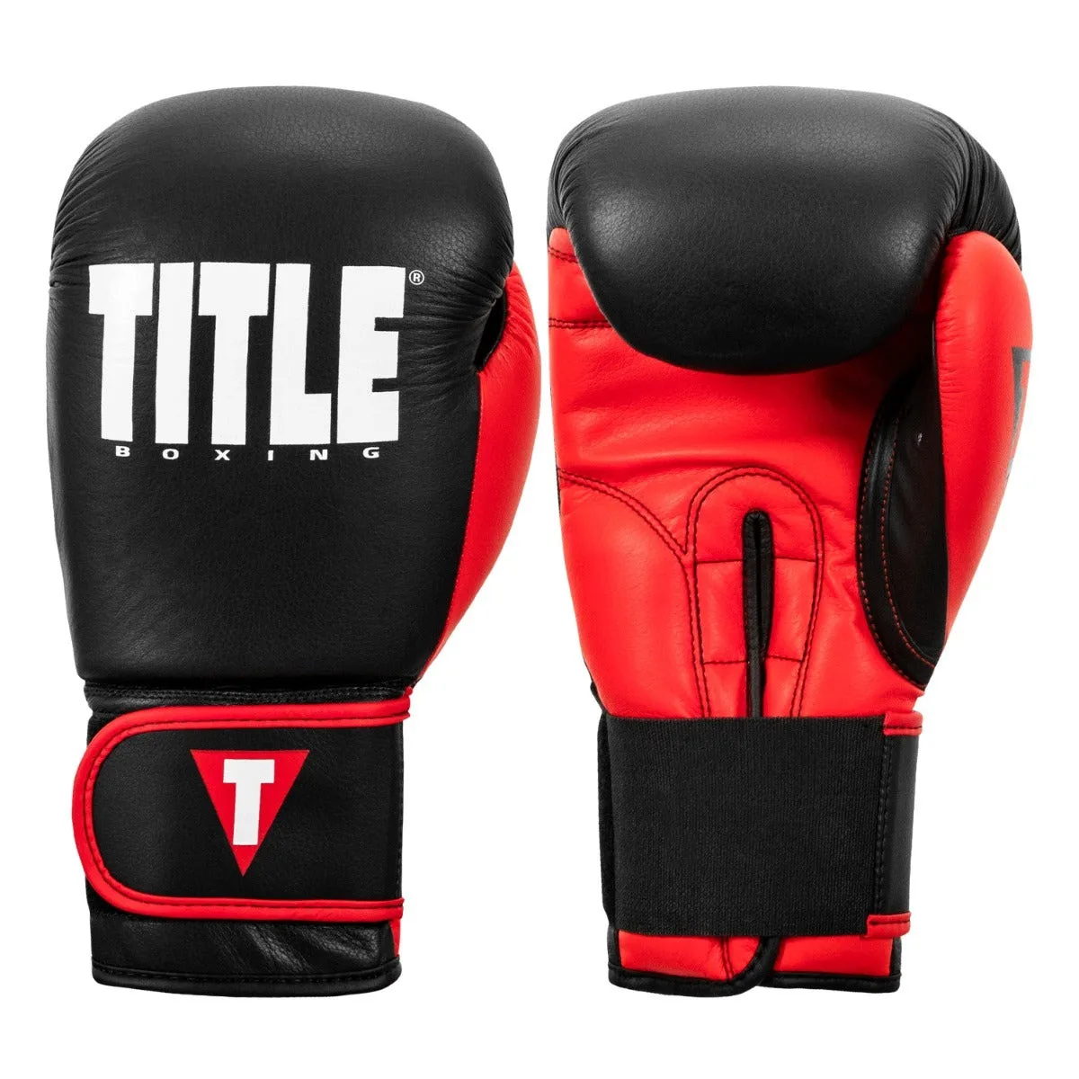 Боксерські рукавиці TITLE натуральна шкіра 16 oz чорні червоні