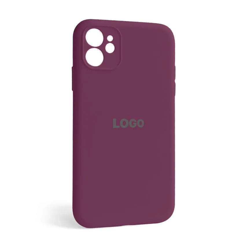 Чохол Silicone Case для iPhone 12 силіконовий  бордовий закрита камера