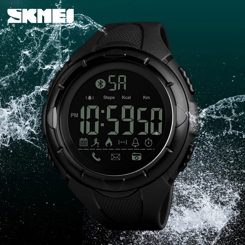 Годинники Skmei полімірний каучук 57 г чорні водонепроникні 50 м з Bluetooth