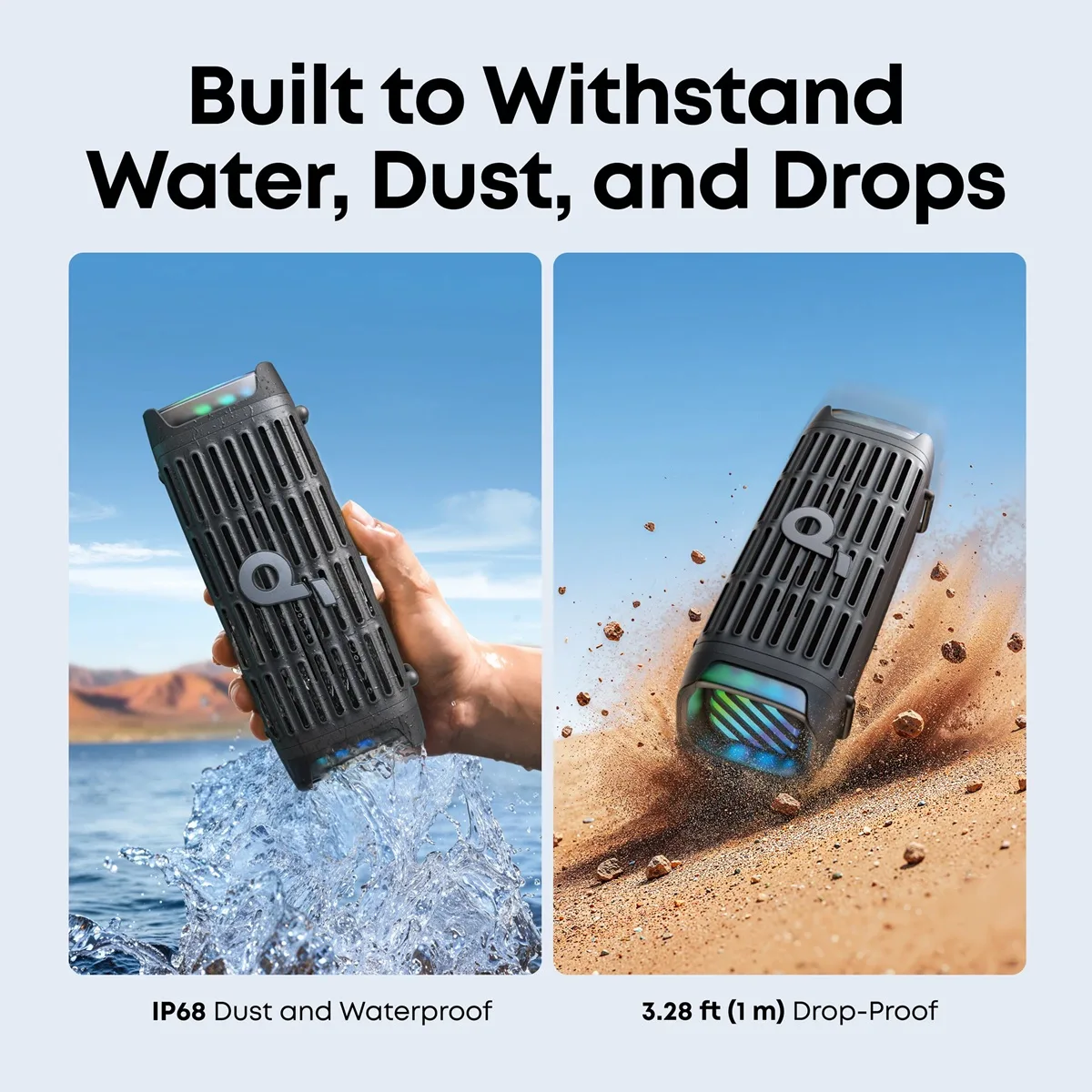 Портативна акустика Anker 50 Вт Bluetooth 5.3 Чорна IP68 210х85х78,5 мм