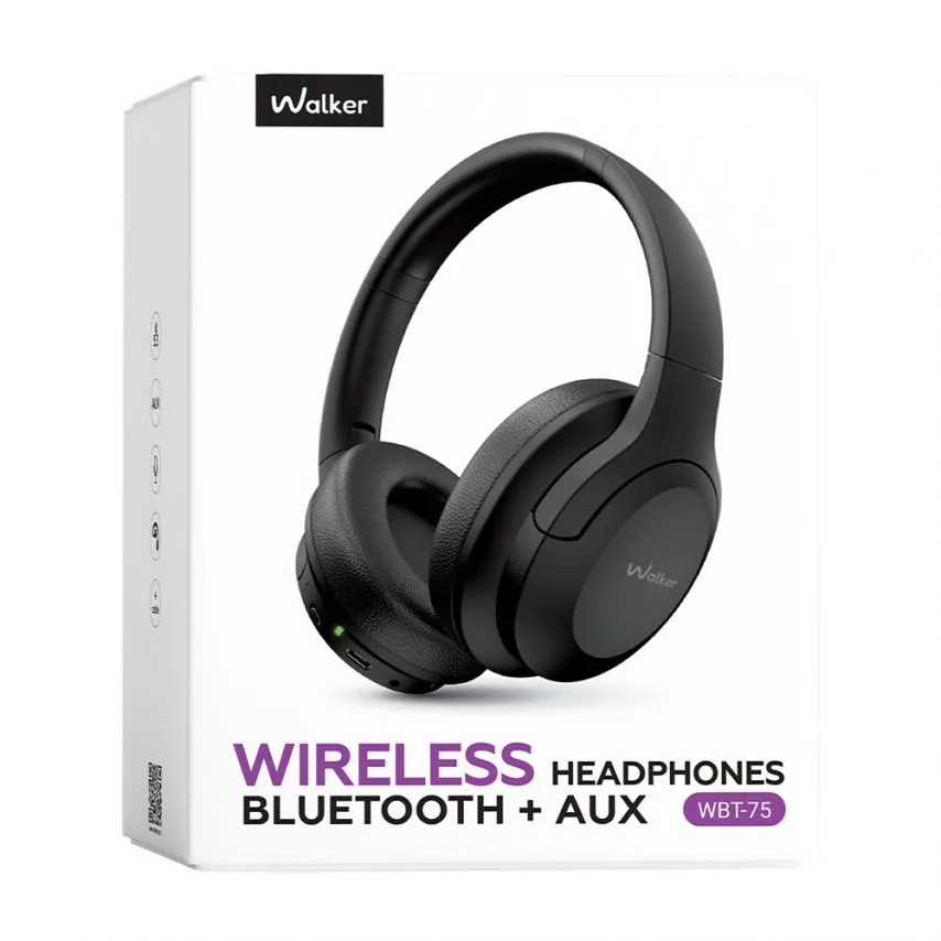 Навушники Bluetooth WALKER бездротові чорні 40 мм PC+ABS
