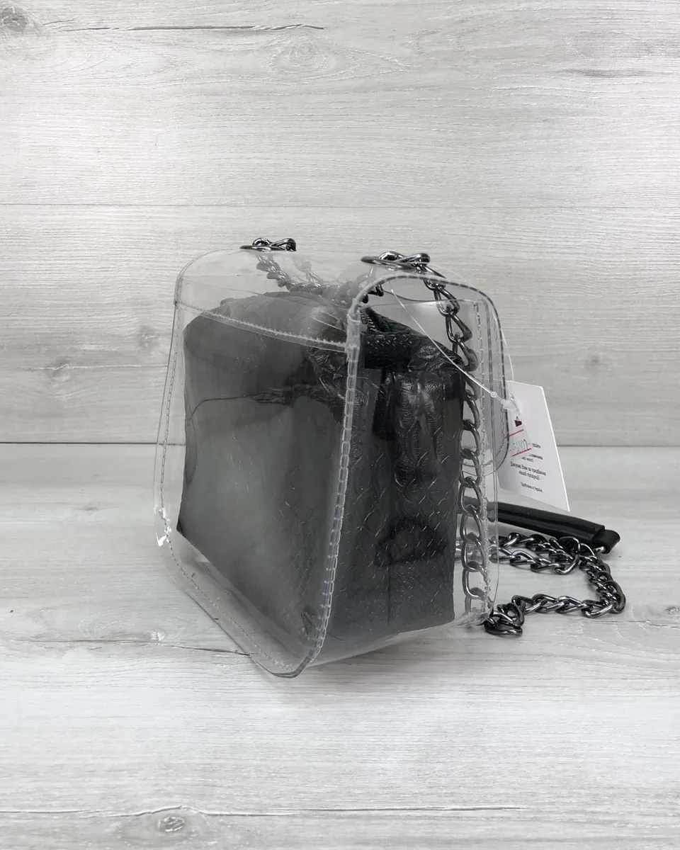 Сумка женская Селена 17x6x13 см силикон черная с косметичкой