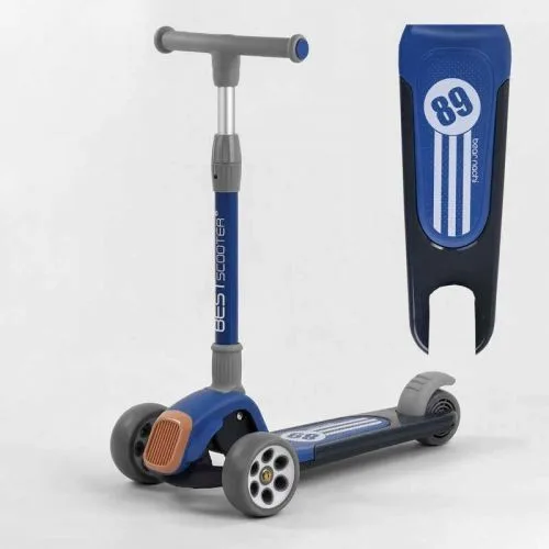 Трехколесный самокат Best Scooter складной с алюминиевым рулем для детей со светящимися колесами.