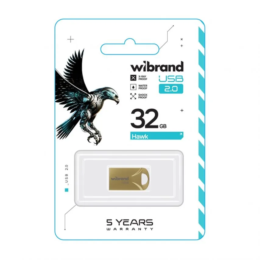 Флеш-пам'ять USB Wibrand метал 32Гб золотий