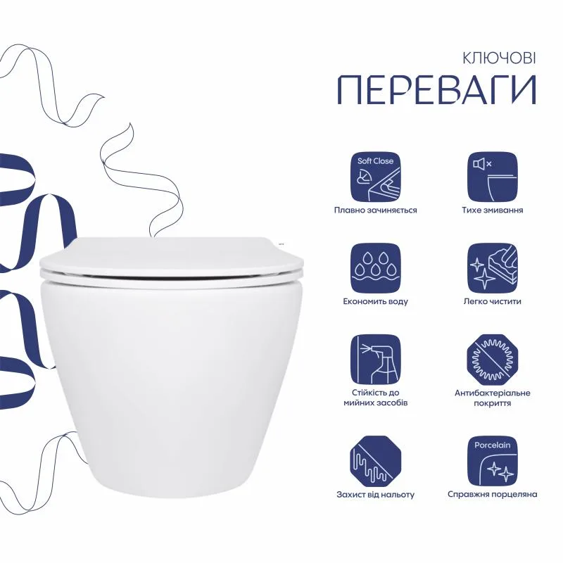 Унітаз підвісний Qtap Jay безободковий Ultra Quiet 520x360x320 мм кераміка білий