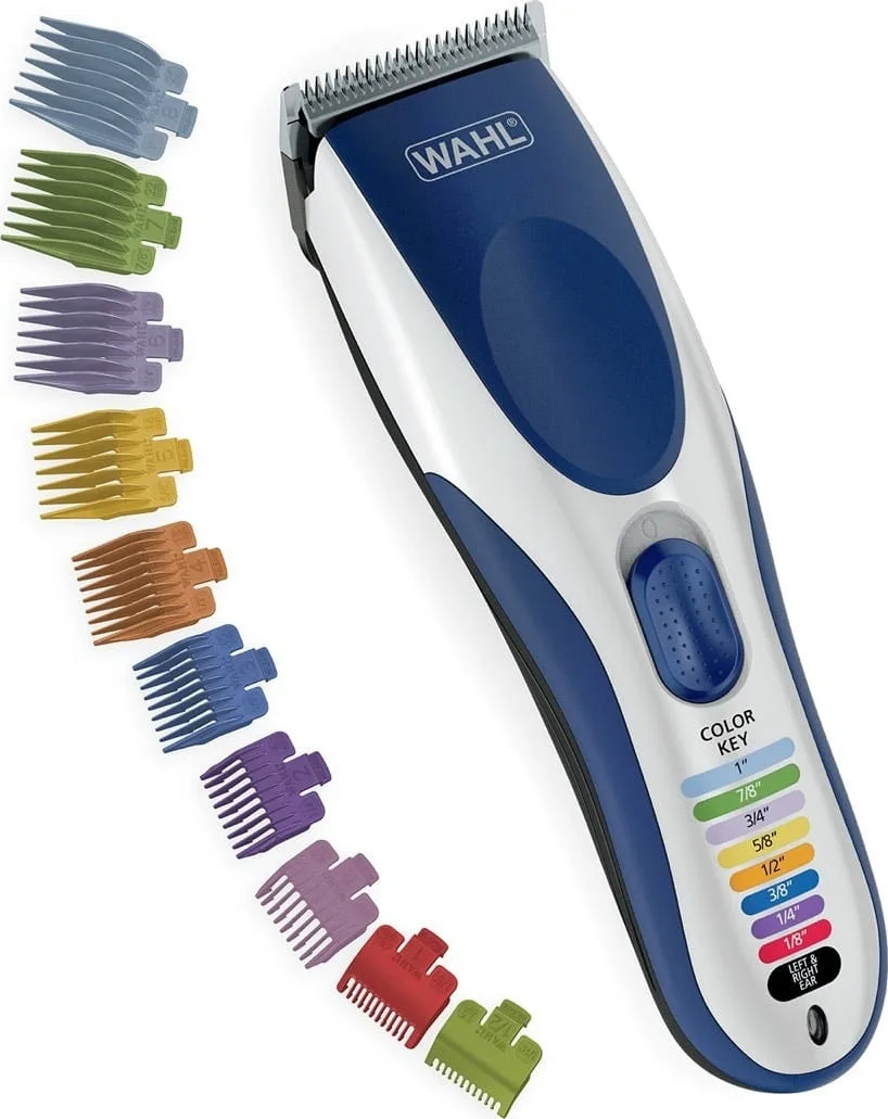 Набор для стрижки WAHL Color Pro беспроводной, сетевой + аккумуляторный, расческа, ножницы, нержавеющая сталь, синий