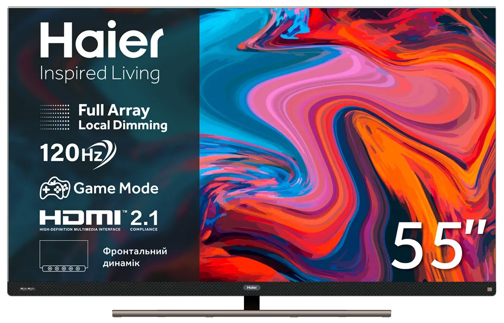 LED телевізор Haier 55 дюймів чорний 4K Smart TV 120 Гц HDR