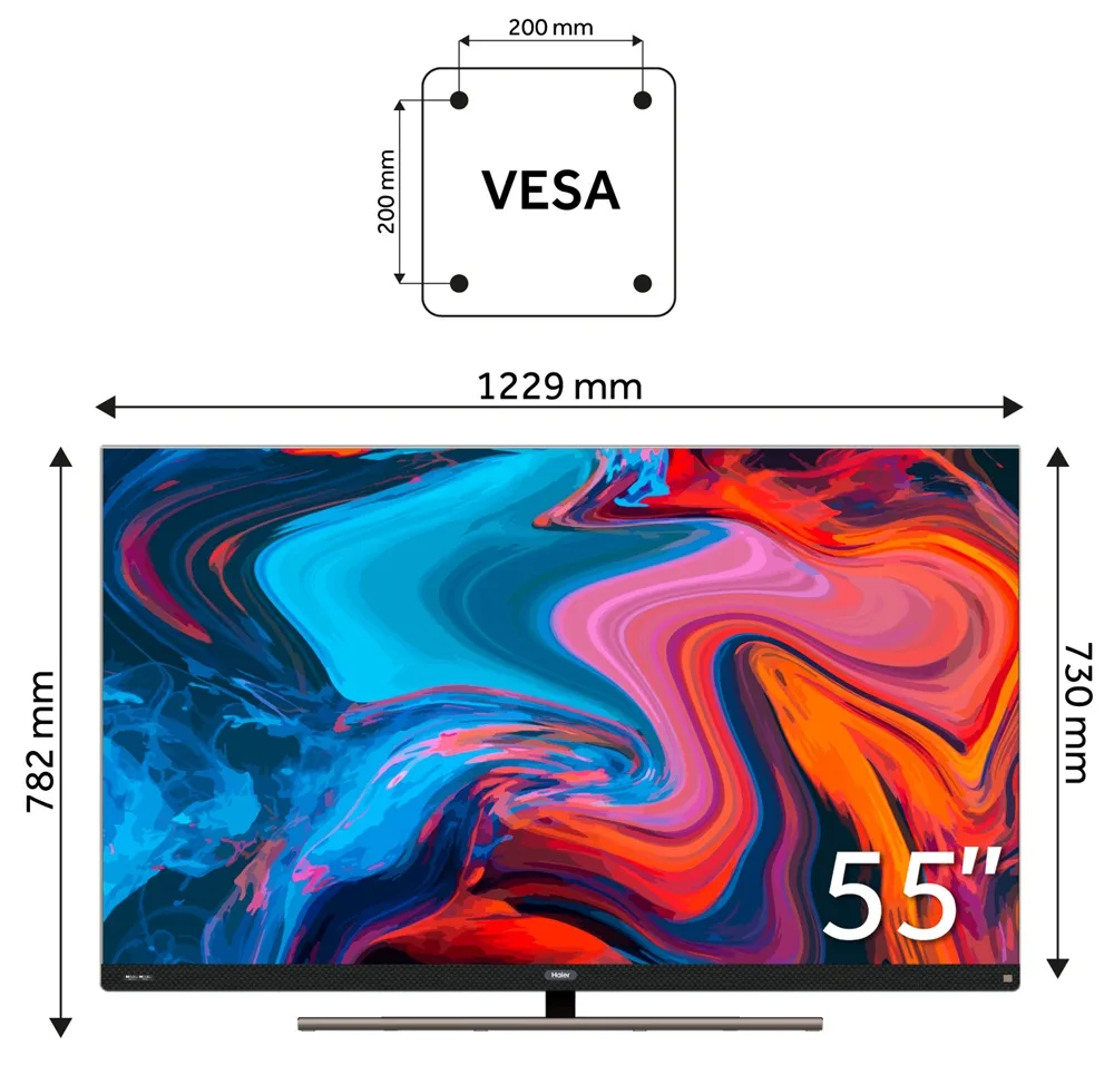 LED телевізор Haier 55 дюймів чорний 4K Smart TV 120 Гц HDR