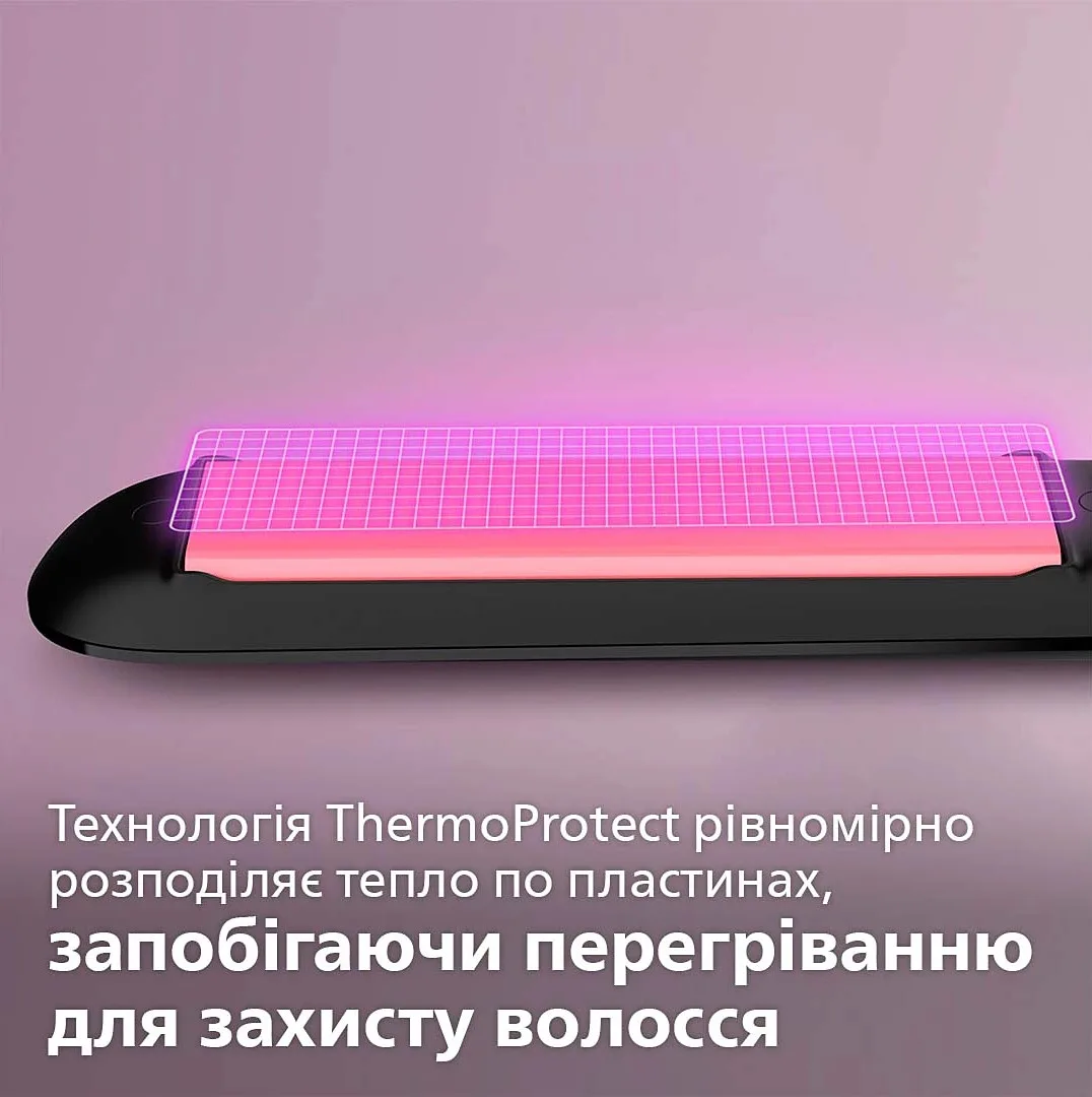 Випрямляч Philips Series 3000, 6 температурних режимів, 160-230°C, керамічне покриття, чорний.